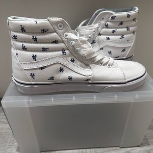 Men's Vans Sk8 Hi Los Angeles Dodgers MLB High Top White Skate Shoes